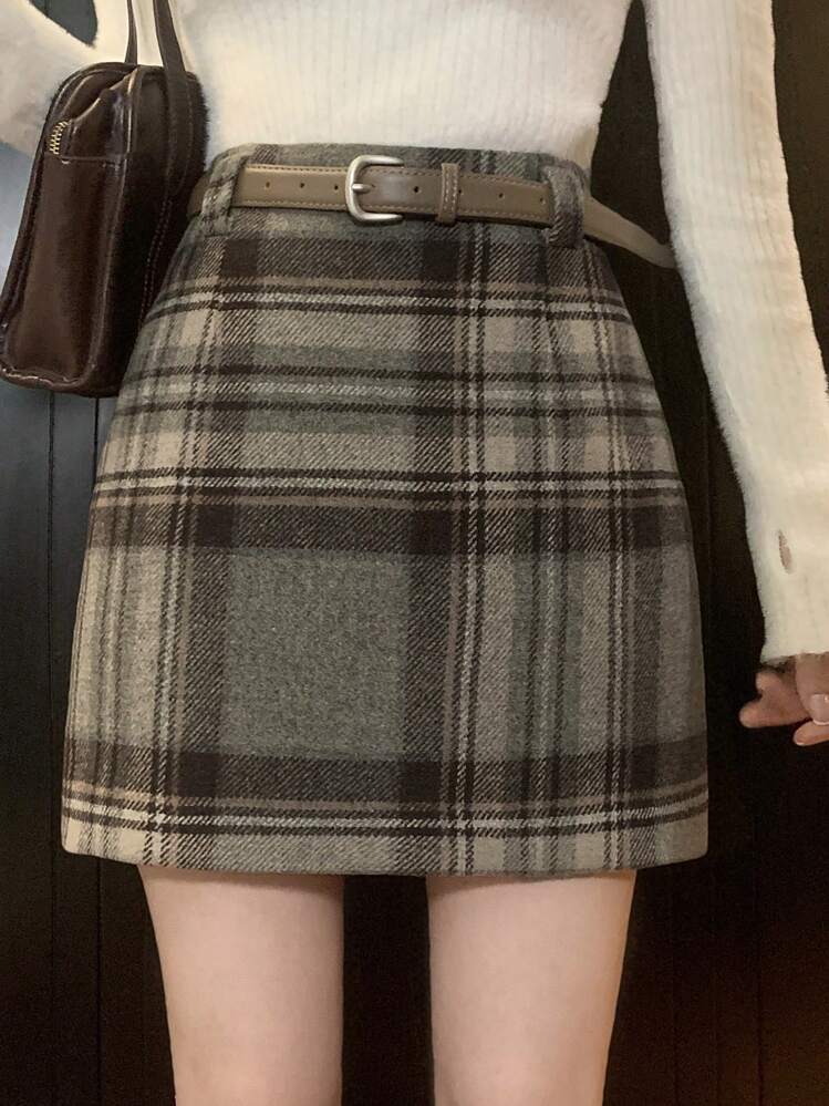 DAZY Minifalda a cuadros, uso casual y elegante de diario para mujeres