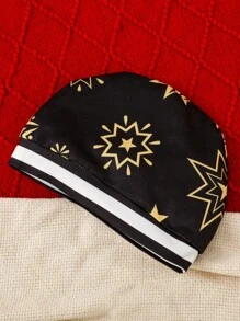 1st New Year 3pcs/Set Baby Boy Bodysuit, Pants, Hat, Holiday Festive Color-Blocking & Pattern, White With Black & Gold