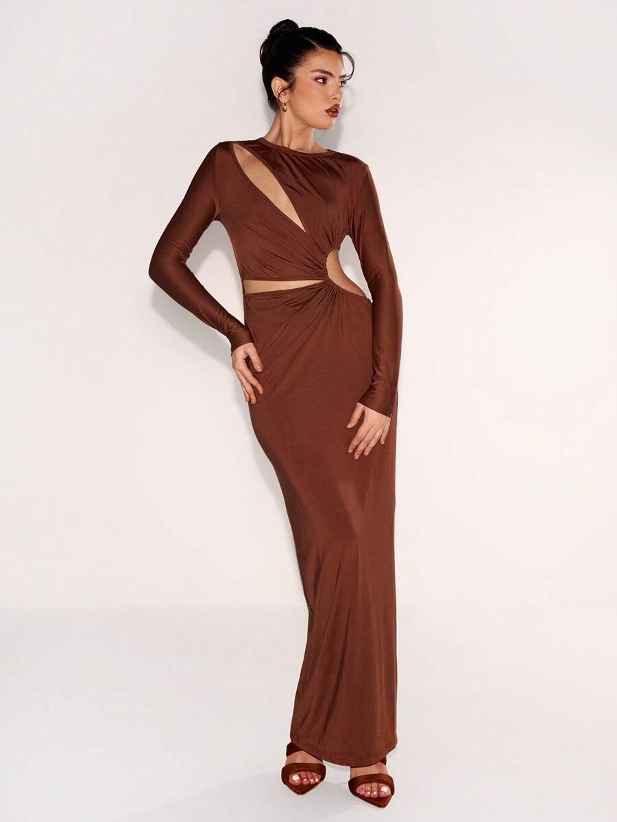 MUSERA 褶皱侧开叉长裙性感装扮优雅春夏度假派对