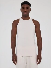 Musero Waffle Textured Tank Top - Apricot - View 4