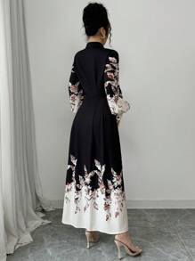 Elenzga Women's 2024 Full Pattern Print Long Dress Maxi Women Outfit