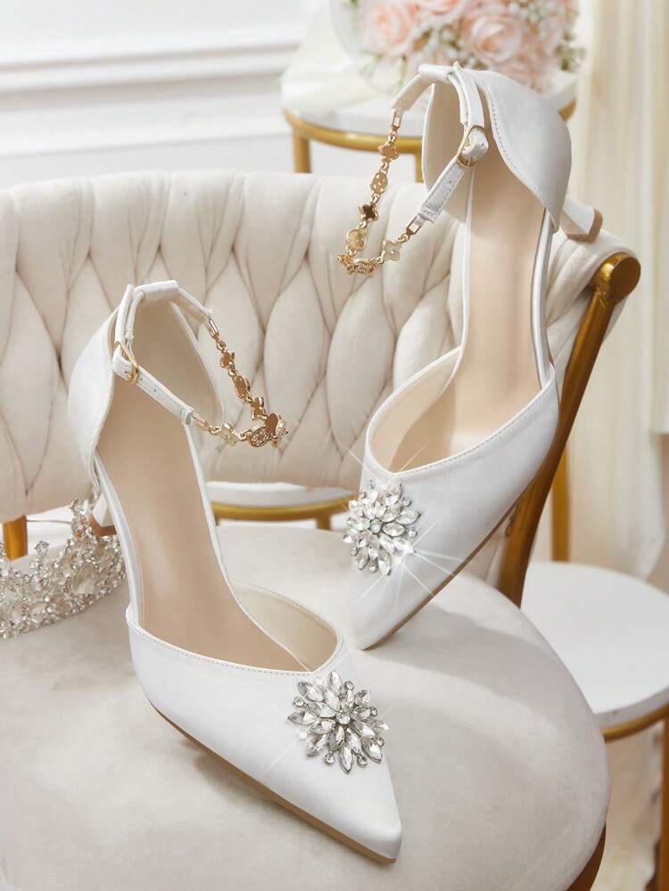 CUCCOO CHICEST Women's High Heel Pointed Toe Vintage Embroidery Fashion Back Strap Pumps Prom Heels