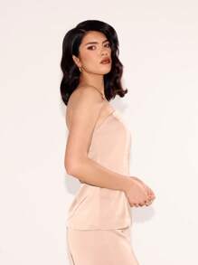 MUSERA Longline Structured Bandeau Top Romantic Vacation Spring Summer Sexy Elegant