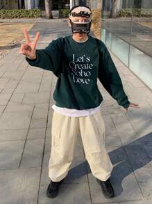 DAZY Pantalones casuales de carga de pierna recta y holgados con bolsillos para hombres - Albaricoque - Ver 5