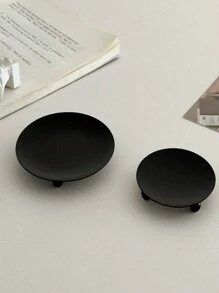 Nordic Minimalist Iron Round Candle Holder Set (S & M Size) Rustic Scandi Floating Candle Stand For Table Centerpiece Versatile Decor For Wedding, Christmas, Autumn, Winter Holidays Farmhouse, Restaurant, Mantel Shelf Styling Essential - Halloween, Thanksgiving, Cozy Festive Ambiance (Matte Black, 0.6x2.7in & 3.9x0.6in)