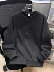 SHEIN Tween-Jungen Lässiges, lockeres, bequemes und vielseitiges Sweatshirt mit Rundhalsausschnitt und einfarbigem Muster, geeignet für die Schule und Outdoor-Sportarten