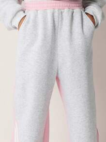 SUMWON Pantalon de jogging décontracté gris et rose pour jeunes filles dans le style des années 90