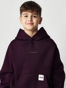 Sumwon Premium Oversized Youth Hoodie Minimalist Winter Autumn Pullover Kangaroo Pocket Sweatshirt Classic Street Style Casual Wear - Purple - View 4