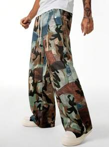 Manfinity Homme Men's Casual Camouflage Printed Drawstring Waist Pants - Multicolor - View 6
