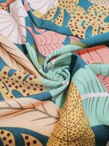 SHEIN Clasi Plus Tropical Print Plunging Neck Summer Boho Dress - Multicolor - View 8