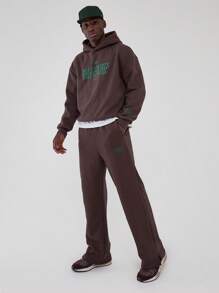 Musero Men Straight Leg Graphic Print Sweatpants Joggers Tracksuit Bottoms Only SPRING SUMMER - Chocolate Brown - View 1