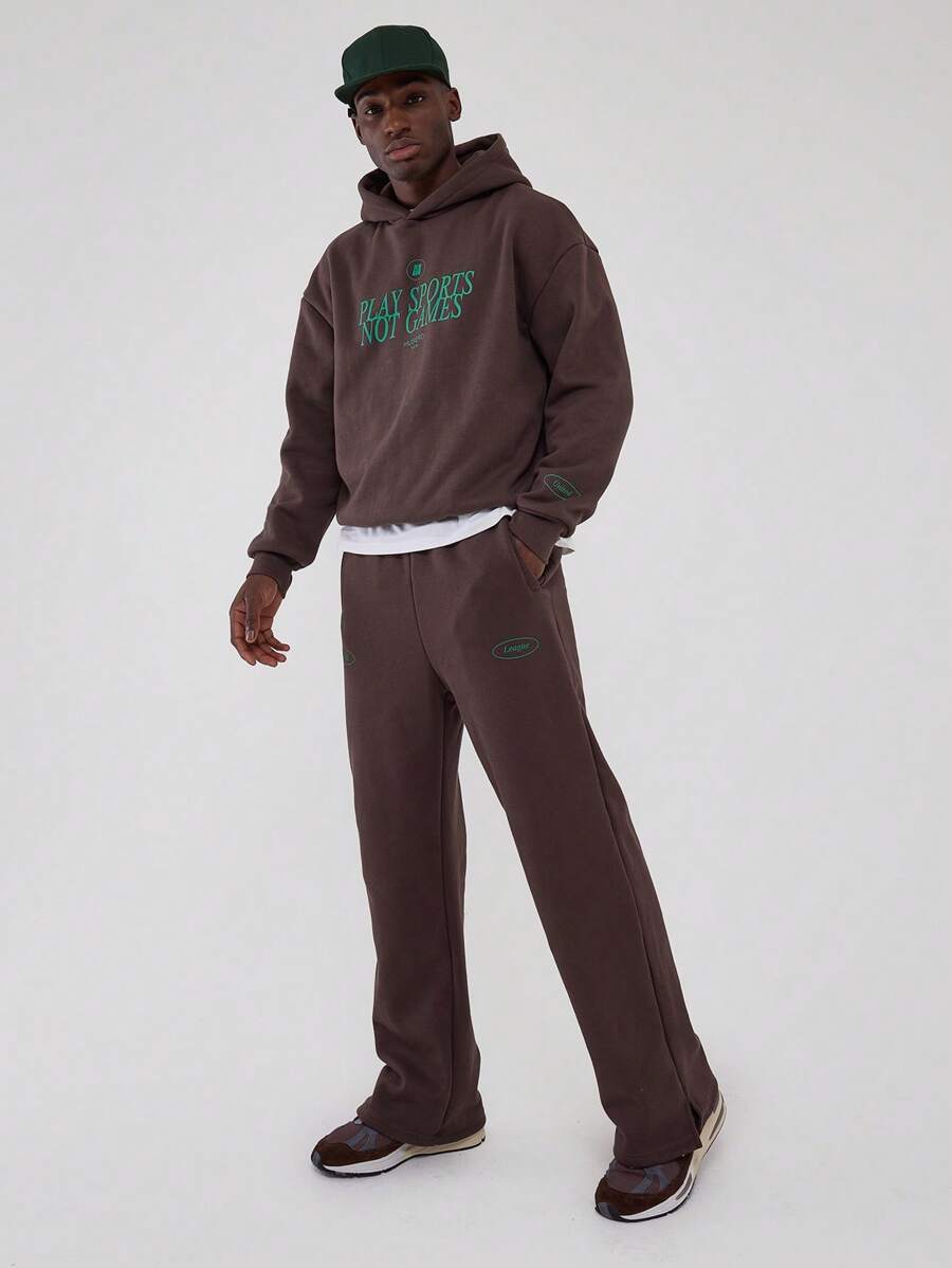 Musero Men Straight Leg Graphic Print Sweatpants Joggers Tracksuit Bottoms Only SPRING SUMMER - Chocolate Brown - View 1