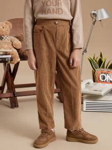 PrepCrw Young Boys' Woven Elastic Waist Slim Fit Pants - Rust Brown - View 6