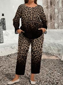 EMERY ROSE 大码简约全覆盖豹纹印花 2 件套