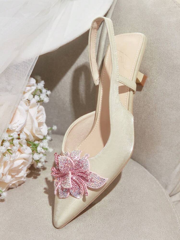 CUCCOO HITCHD Women's Black Stiletto High Heels, Sexy For Date, Party, Banquet, With Silver Chain, Rhinestone, Gemstone, Open Back Design Summer Shoes Prom Heels For Christmas Elegant Shoes Wedding Shoes Summer Shoes Bride Shoes