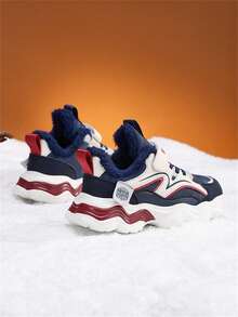 1 双儿童跑步鞋，带魔术带，厚底运动鞋，轻质 EVA 鞋底，保暖内衬冬季保暖鞋，蓝色 - 藍色 - 查看 8