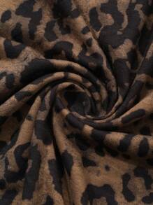 DAZY Damen lässiges überschnittenes T-Shirt mit Leoparden-Muster, weit geschnitten Y2K Oversized T-Shirt - Braun - Übersicht 3