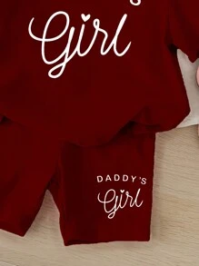 SHEIN Baby Girl Casual Minimalist Short Sleeve Shorts Set, Suitable For Summer
