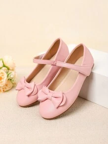 Girls Spring/Summer Silver Bow Cute Princess Flats, Big Kids Casual Low Vamp Student/Ballet Performance Shoes