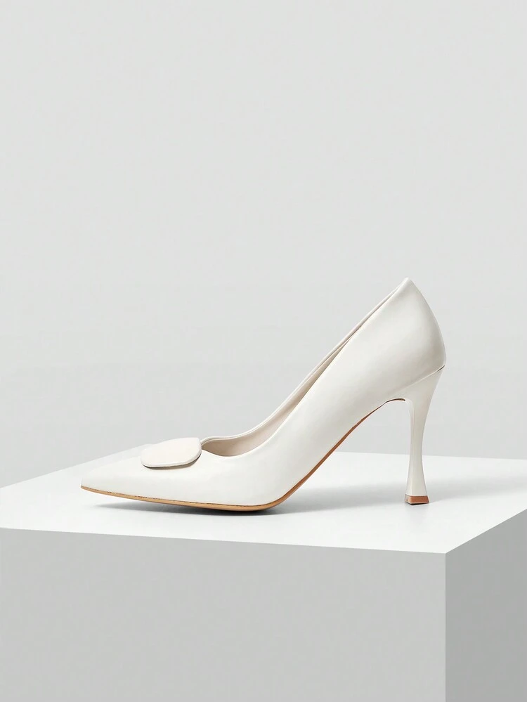 Zapatos cómodos para mujer con tacón alto de punta fina, hebilla cuadrada versátil y elegante, ideales para el Día de San Valentín