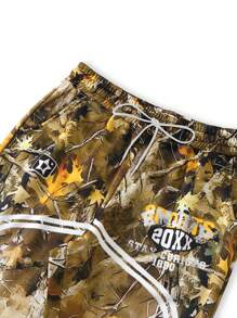 PAVTROS 男式休闲迷彩印花撞色条纹运动裤 - 彩色 - 查看 4