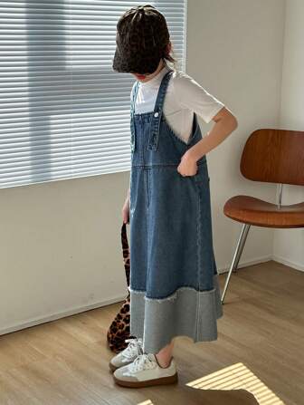 Dazy Kids Tween Girls Denim Jumper Dress, Autumn,Back To School Clothes