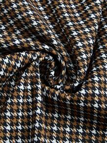 Celure Plus Size Women Houndstooth High Waist Belt Wide Leg Pants