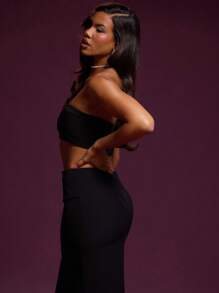 MUSERA Gewebter Bandeau Crop Top Urlaub Lässig Frühling Sommer Club Sexy Herbst