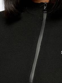 SUMWON WOMEN Long Sleeve Rib Full Length Unitard - Black - View 5