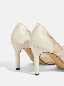 CUCCOO TILAWA Sexy Pointed Toe Women High Heels Mesh Pumps, Elegant & Comfortable Versatile Fashion Shoes Spring Shoes Spring Break Easter Prom Heels - Apricot - View 5