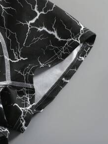 SHEIN 5 件/包 Tween Boy 舒适全印花黑色腰带平角内裤