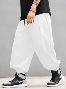 Claim Dot Pantalones jogger casuales de unicolor con cordón en la cintura, otoño - Blanco - Ver 3