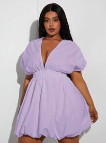 SHEIN SXY Sukienka z krótkim rękawem i bufiastymi rękawami na imprezę ukończenia szkoły w dużym rozmiarze