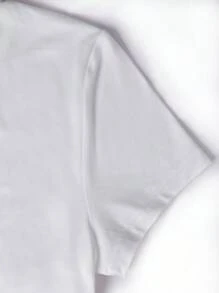 少女圆领短袖蝴蝶结印花休闲 T 恤 - 白色 - 查看 4