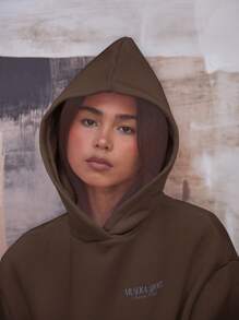 Musera Sport 超大号“Musera”标志连帽运动衫，适合板网球、网球、泡菜球健身房健身 - 棕色 - 查看 5