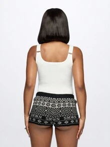 SUMWON WOMEN Body con logo de cintura alta y detalles en los hombros - Blanco - Ver 2