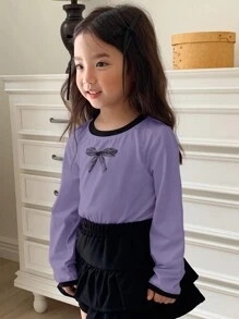 DAZY Young Girl Butterfly Print T-Shirt - Purple - View 2