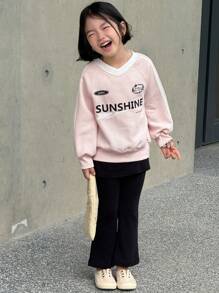 DAZY 少女休闲字母印花卫衣，秋冬 - 粉色 - 查看 2