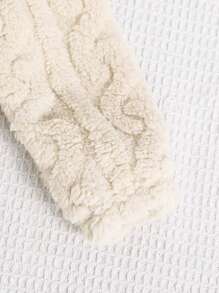 2pcs Young Boy Cable Knit Plush Hem & Cuff Drawstring Squirrel Pattern Long Sleeve Top And Pants Pajamas Set - Multicolor - View 3