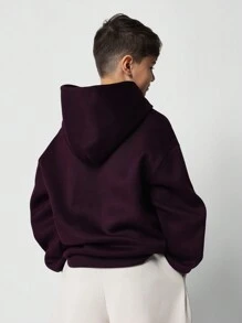 Sumwon Premium Oversized Youth Hoodie Minimalist Winter Autumn Pullover Kangaroo Pocket Sweatshirt Classic Street Style Casual Wear - Purple - View 2