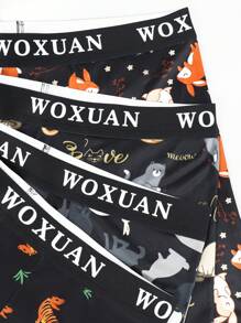 4pcs Men's Printed Patchwork Casual Boxers - Multicolor - View 8