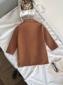 SHEIN Baby Boys Casual Reversible Double-Breasted Jacket With Lapel Collar, Warm Outerwear For Autumn/Winter, Suitable For Outdoor & Party Occasions
