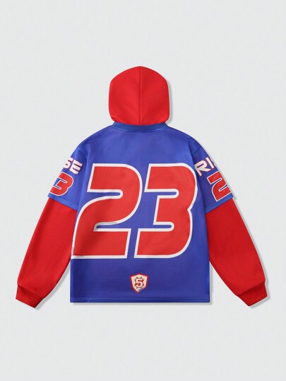 Street Life 2pcs/Set Men's Letter Print Drawstring Casual Double-Layer Hoodie, Autumn/Winter