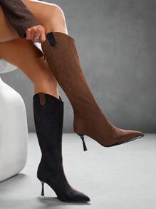 CUCCOO SZL 时尚秋冬过膝长靴，性感细高跟派对靴情人节 - 彩色 - 查看 4