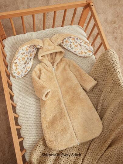 Cozy Pixies 1 件柔软毛绒兔耳朵婴儿睡袋，温暖舒适