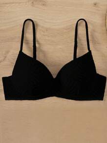 SHEIN Swim بكيني سادة ملابس علوية موحد اللون لأجازة الصيف - الأسود - مشاهدة 7