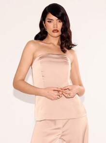MUSERA Longline Structured Bandeau Top Romantic Vacation Spring Summer Sexy Elegant