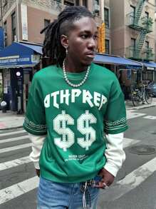 Manfinity VCAY Men's Digital Print Loose Knit Pullover Sweatshirt, For Fall Winter - Multicolor - View 1