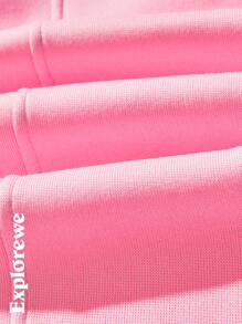 SHEIN 2pcs Girl Teenage Wide Leg Sweatpants, Letter Print, Split Hem, Casual Sports Loose Fleece Pants - Multicolor - View 9