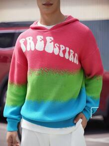 Manfinity Roghcode Men's Solid Color Patchwork Pattern Detail Simple Casual Pullover Hoodie Sweater - Multicolor - View 5